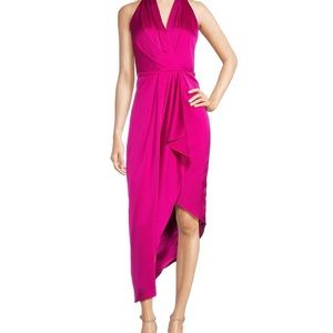 Alex Marie Asymmetrical V-Neck Satin Dress